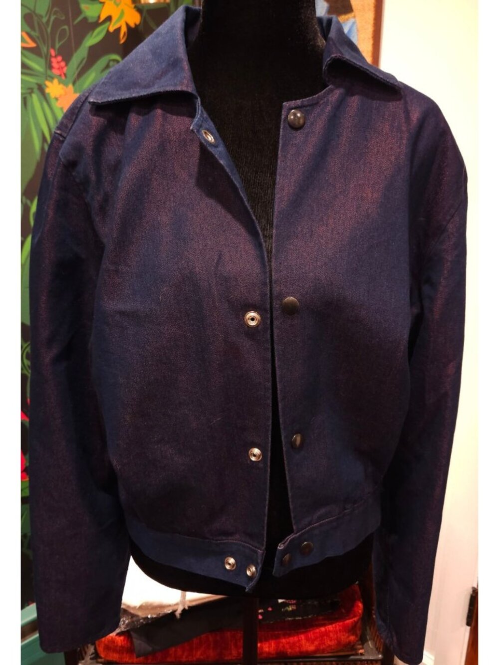 Ganzo Studio NYC Purple Iridescent Lightweight Denim Jacket Snap Closure Size L